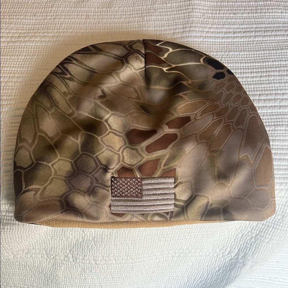 Camouflage Beanie with Flag Patch